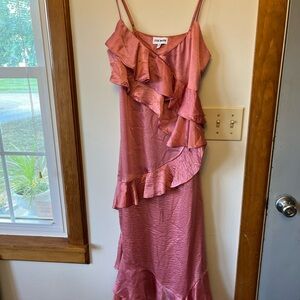 Steve Madden Asymmetrical Pink Ruffle Dress